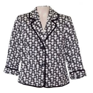 JM Collections Short Black and White Jacket Business Casual Geometric